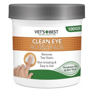 וטס בסט פדים לניקוי עיניים לכלב 100 יחידות Clean Eye Round Pads