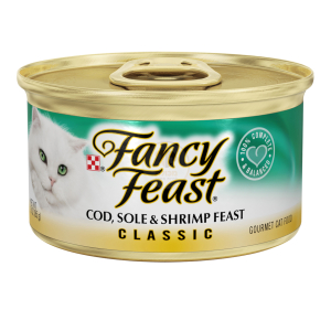 פנסי פיסט דג קוד, סול ושרימפס 85 גרם- Fancy Feast,Code Sole&Shrimps