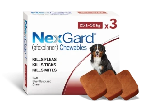 נקסגארד 3 כדורים נגד פרעושים וקרציות 25-50 ק”ג - NexGard